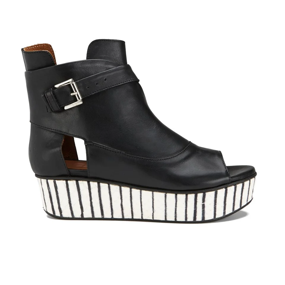 Thakoon Addition Women's Sky 2 Leather Peep Toe Flatform Boots - Black Image 1