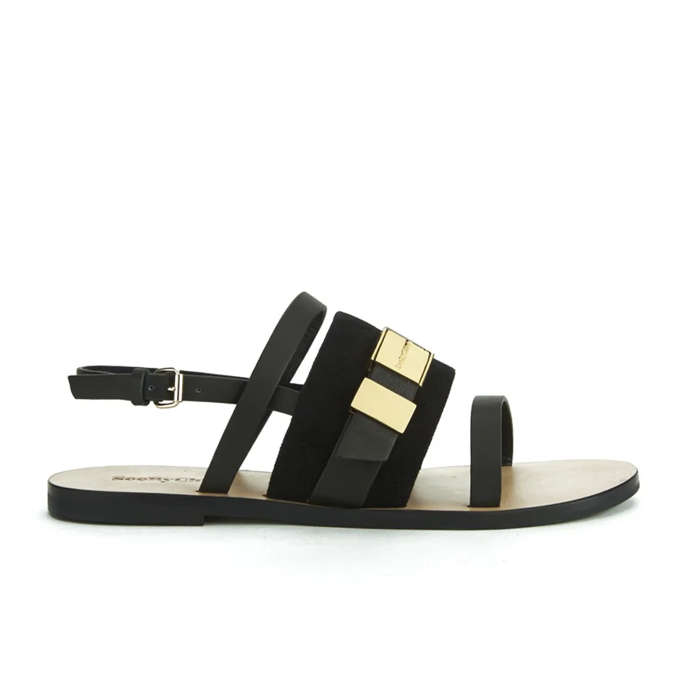 See By Chloé Women's Suede Flat Sandals - Black Image 1