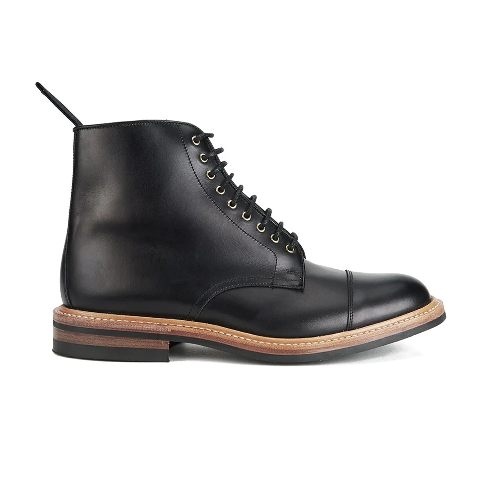 Tricker's Men's Toe Cap Dainite Leather Lace Up Boots - Black Image 1
