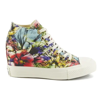 Converse Women's Chuck Taylor All Star Lux Floral Print Wedge Hi-Top Canvas Trainers - Egret Multi