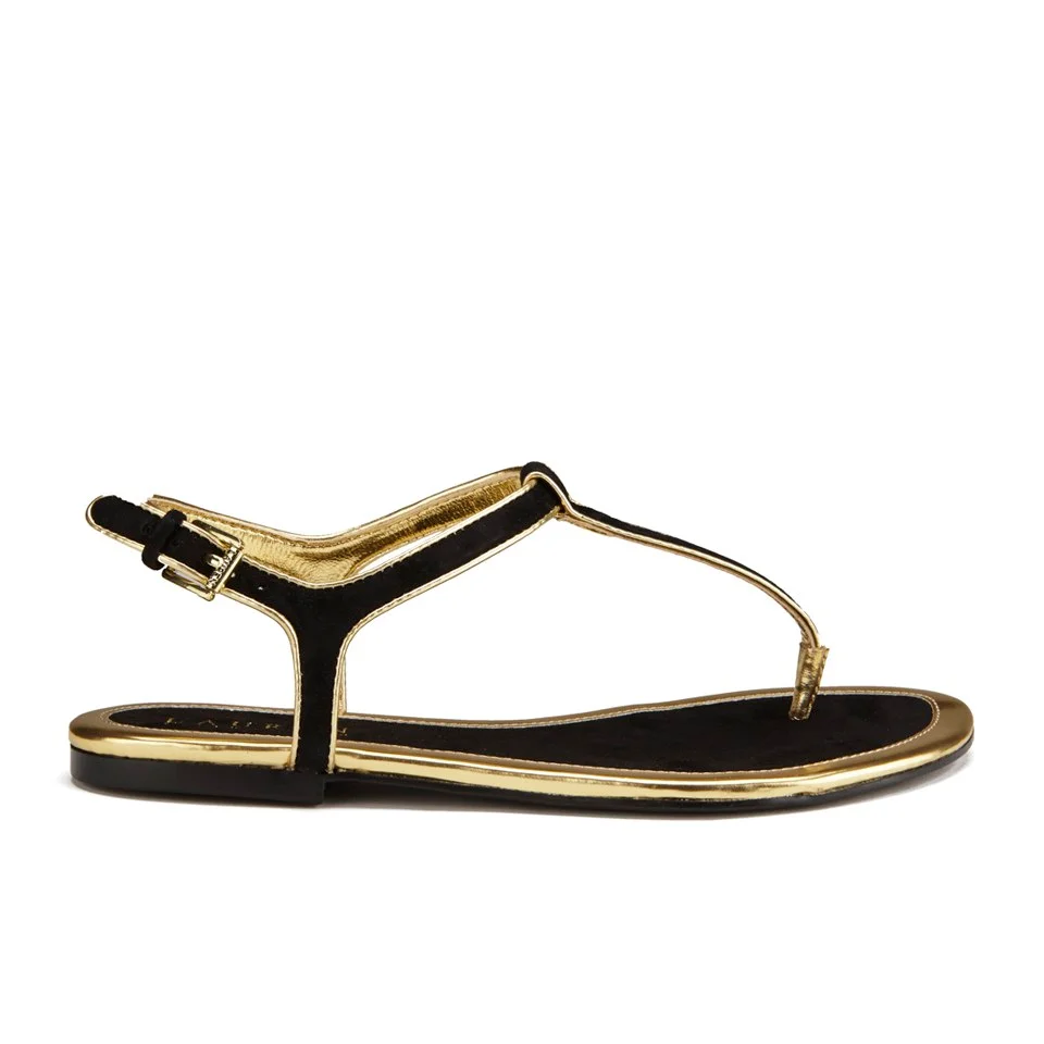 Lauren Ralph Lauren Women's Abegayle Metallic Trim Sandals - Black/Gold Image 1