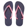 Havaianas Women's Slim Logo Flip Flops - Navy Blue/Pink - Image 1