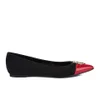 Love Moschino Women's Pointed Suede Flats - Black/Red - Image 1
