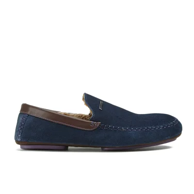Ted Baker Men's Maddoxx Faux Fur Lined Suede Moccasin Slippers - Dark Blue