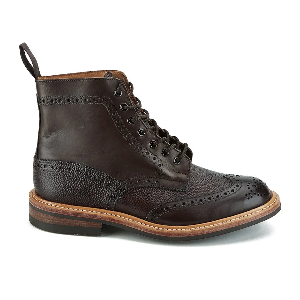 Knutsford by Tricker's Men's Stow Leather Brogue Boots - Dark Brown Image 1