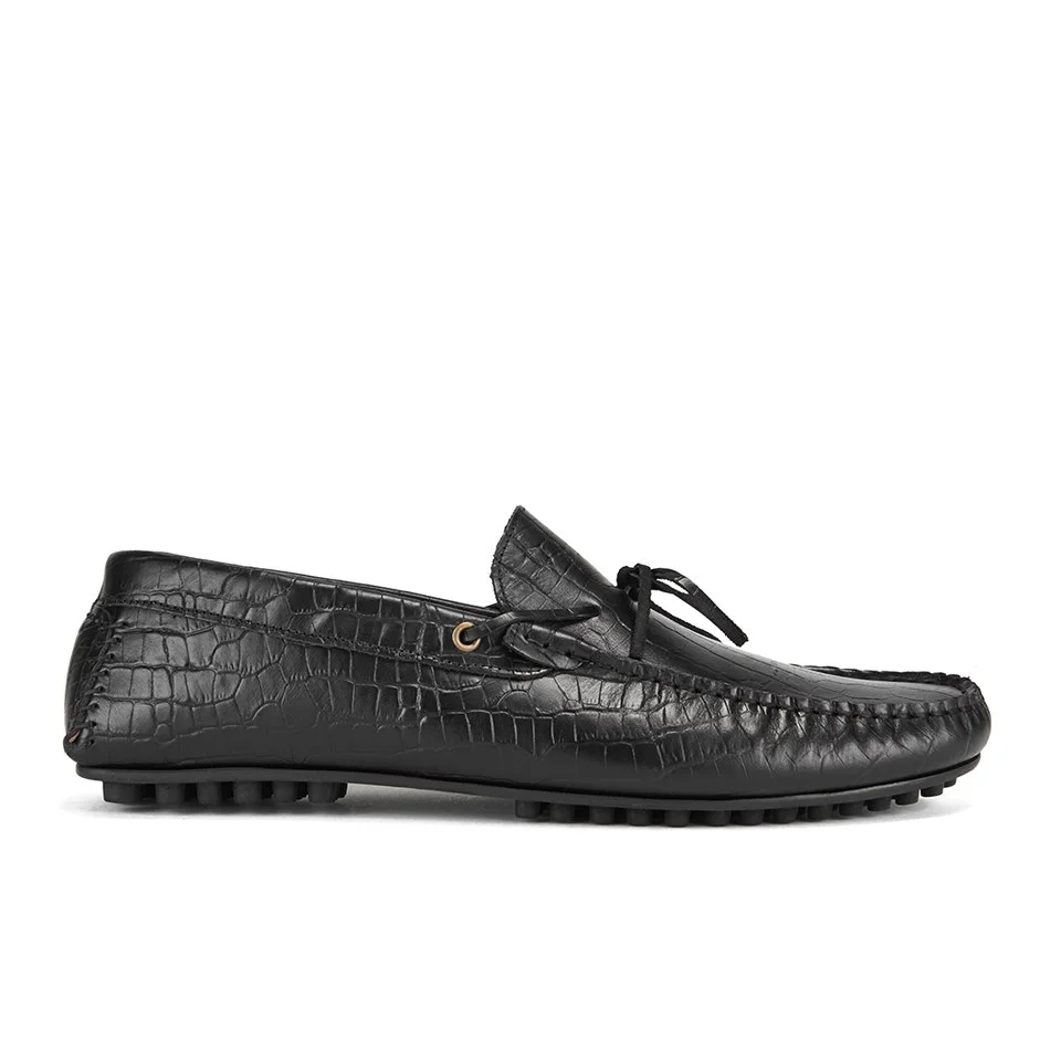 Hudson London Men's Felipe Leather Croc Slip On Loafers - Black Image 1