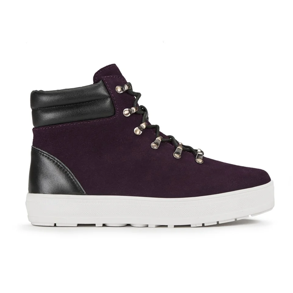F-Troupe Women's Suede Lace Up Hiker Boots - Purple Image 1