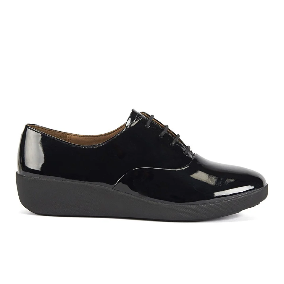 FF2 by FitFlop Women's F-Pop Patent Oxford Lace Up Shoes - All Black Image 1