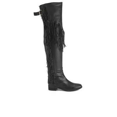 See By Chloé Women's Suede Tassle Over the Knee Boots - Black