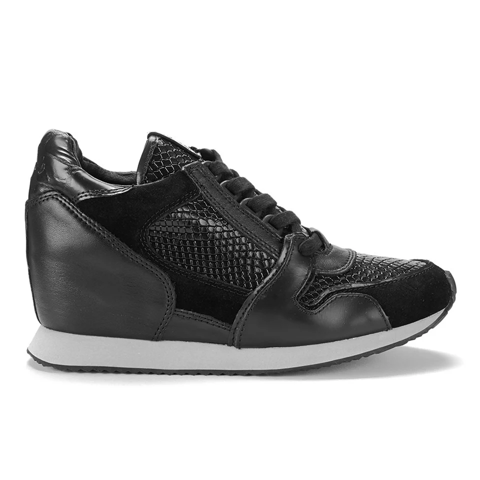 Ash Women's Drug Leather Hidden Wedged Trainers - Black Image 1
