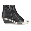 Ash Women's Genius Ribbed Leather Wedged Trainers - Black - Image 1