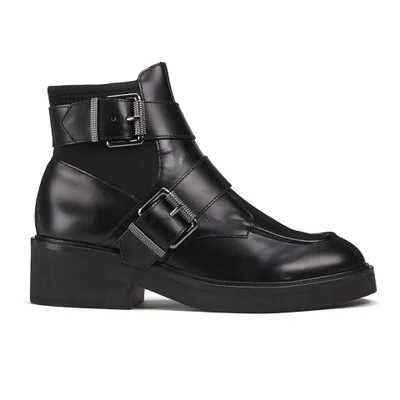 Ash Women's Nikko Leather Double Buckle Ankle Boots - Black