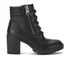 Steve Madden Women's Noodles Zip and Lace Up Leather Ankle Boots - Black Leather - Image 1