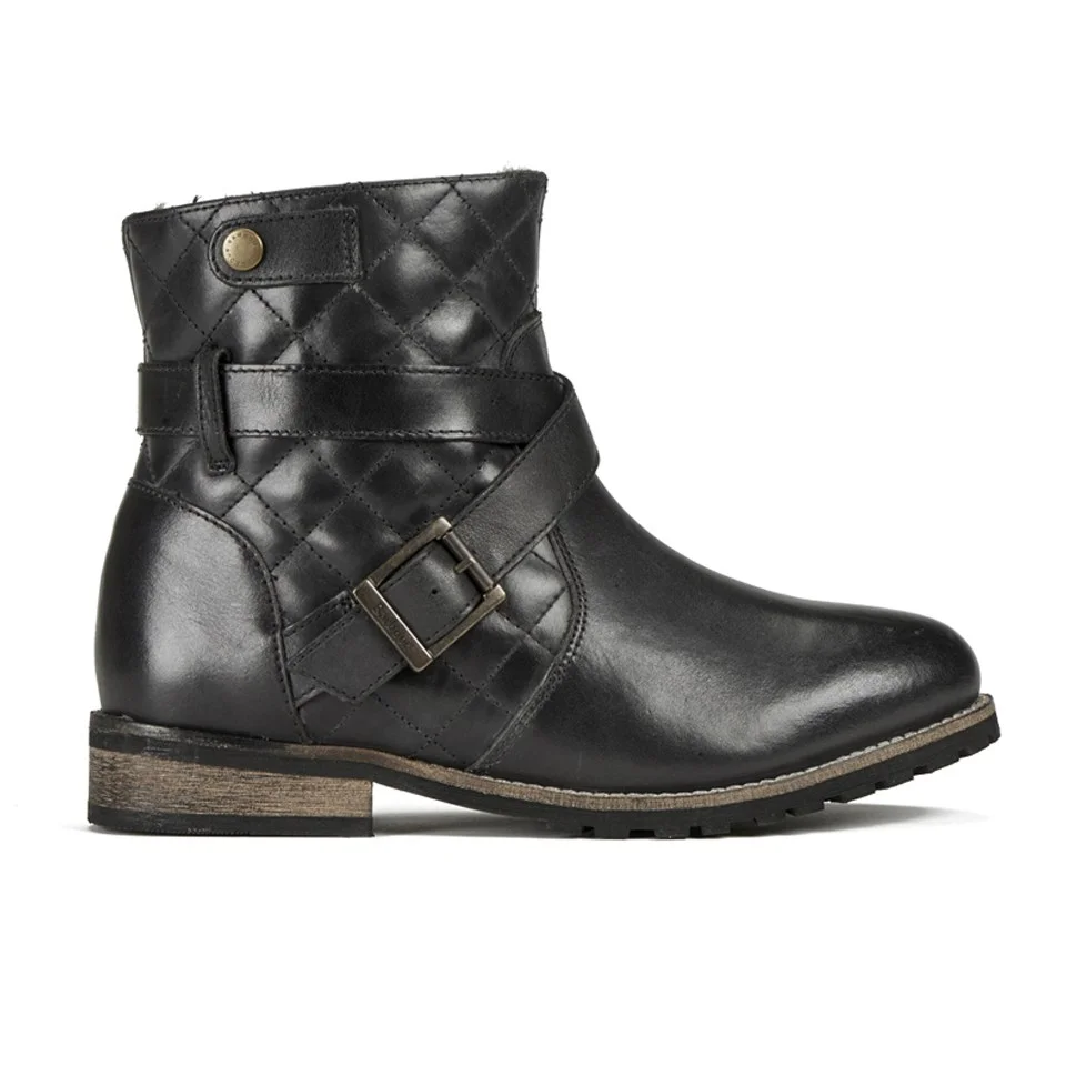 Barbour International Women's Hetton Quilted Leather Biker Boots - Black Image 1