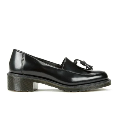Dr. Martens Women's Adelaide Favilla Polished Smooth Leather Tassel Slip On Shoes - Black