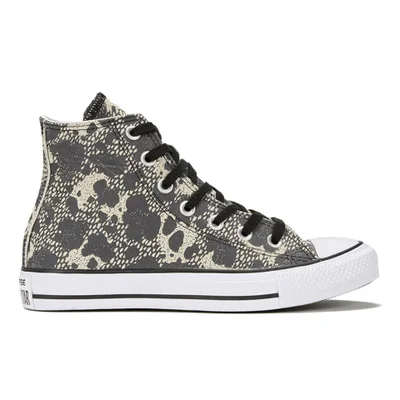 Converse Women's Chuck Taylor All Star Animal Material Hi-Top Trainers - Parchment/Black/White