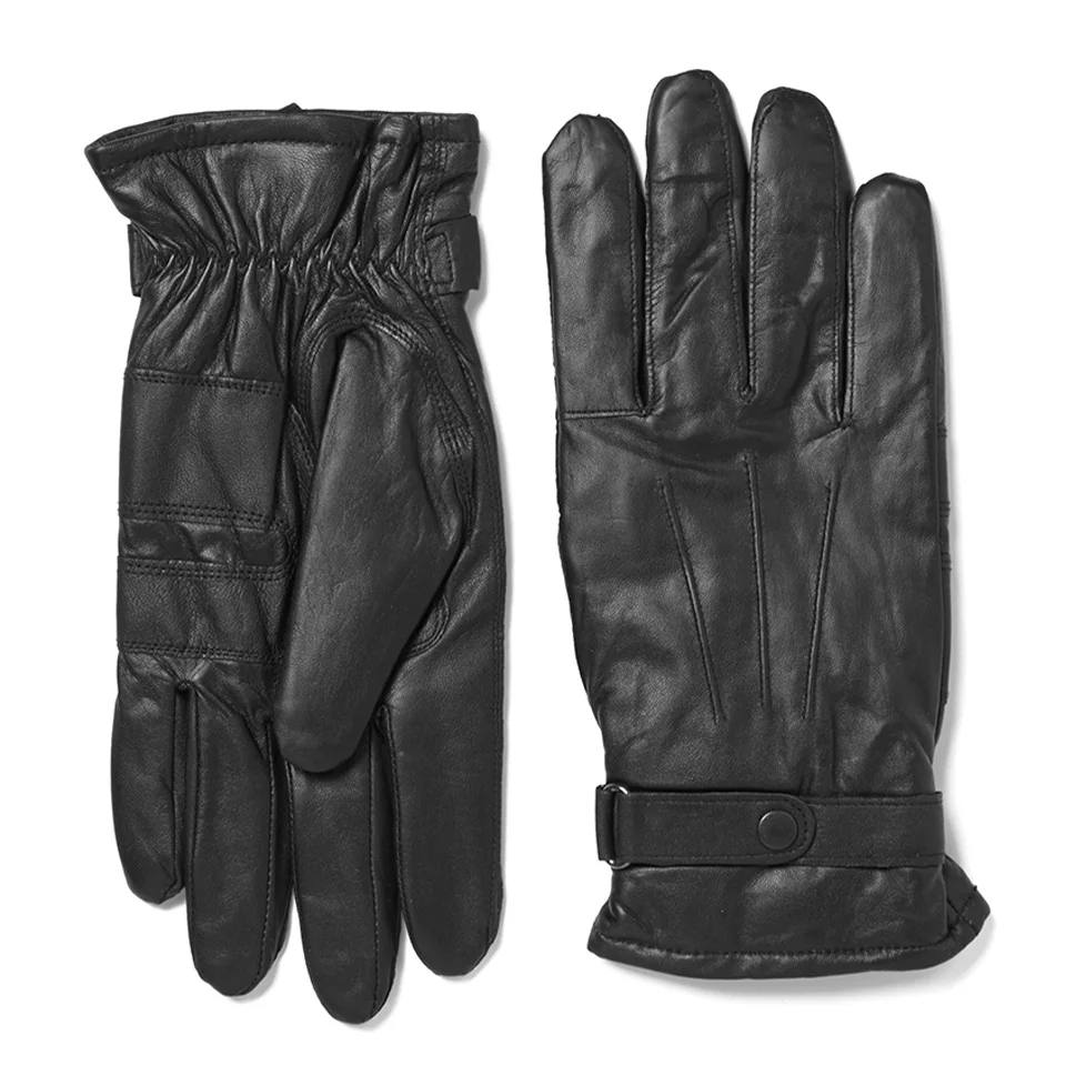 Barbour Men's Burnished Leather Thinsulate Gloves - Black Image 1