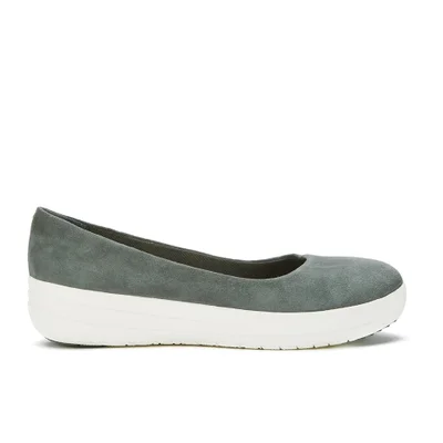 FitFlop Women's F-Sporty Suede Ballerina Pumps - Charcoal