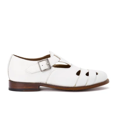 Grenson Women's Briony Grain Leather Cut-Out Buckle Flats - White