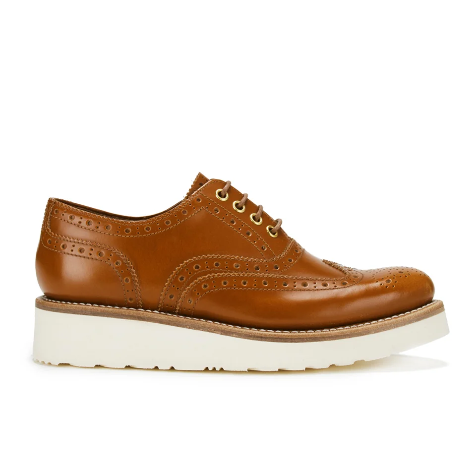 Grenson Women's Emily V Leather Brogues - Amber Rub Off Image 1