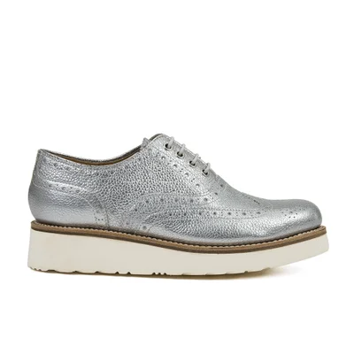 Grenson Women's Emily V Grain Leather Brogues - Silver
