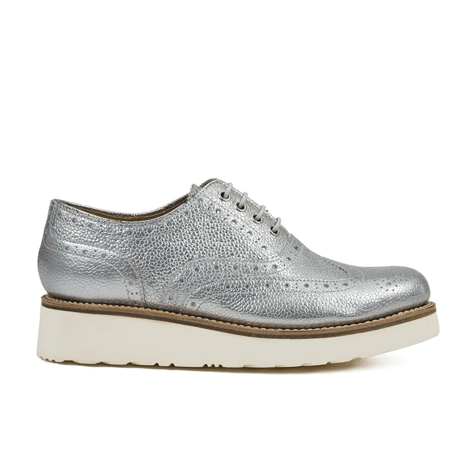Grenson Women's Emily V Grain Leather Brogues - Silver Image 1