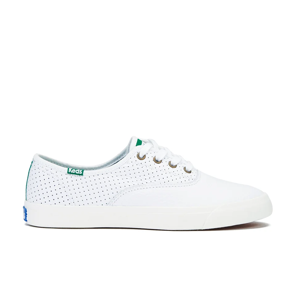 Keds Women's Triumph Sport Perforated Leather Trainers - White Image 1