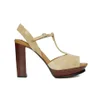 See By Chloé Women's Suede Platform T Bar Heeled Sandals - Beige - Image 1