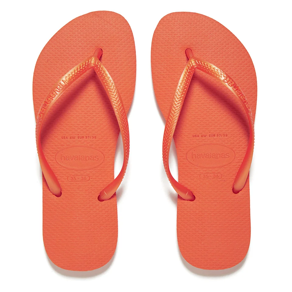 Havaianas Women's Slim Flip Flops - Neon Orange Image 1