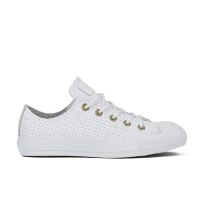 Converse Women's Chuck Taylor All Star Perforated Leather Ox Trainers - White/Biscuit