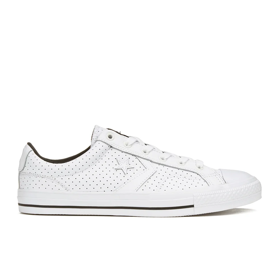 Converse Men's CONS Star Player Perforated Leather Trainers - White/Black Image 1