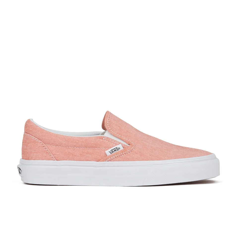 Vans Women's Classic Slip-on Chambray Trainers - Coral/True White Image 1