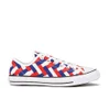 Converse Men's Chuck Taylor All Star Woven Canvas OX Trainers - White/Clematis Blue/Red - Image 1