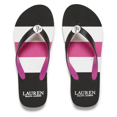 Lauren Ralph Lauren Women's Elissa 2 Striped Flip Flops - Black/White