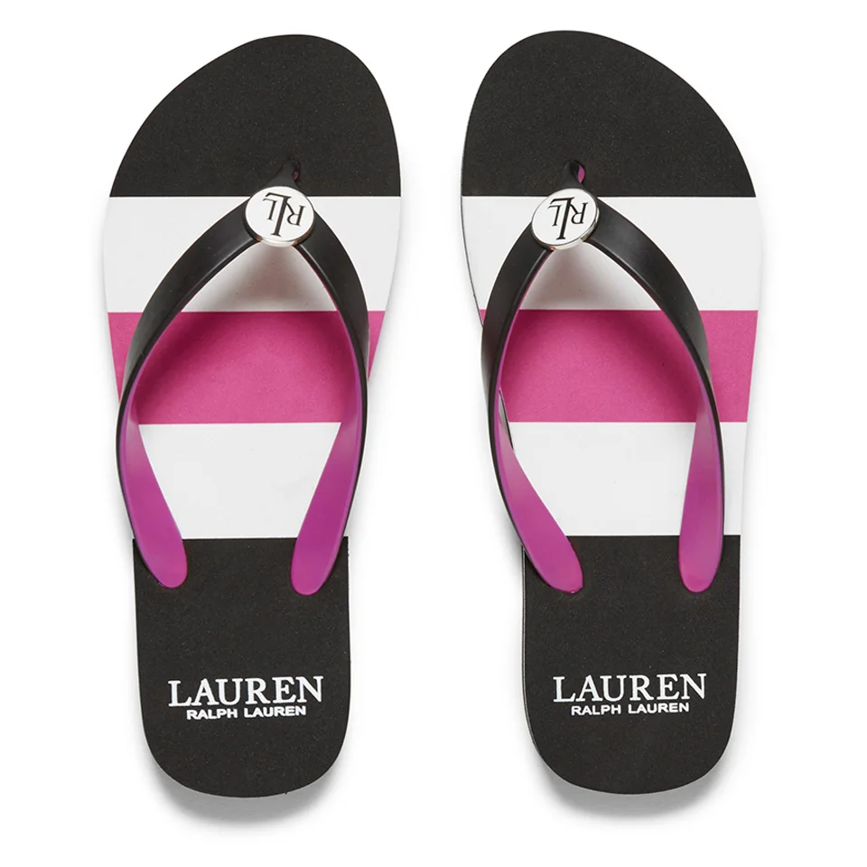 Lauren Ralph Lauren Women's Elissa 2 Striped Flip Flops - Black/White Image 1
