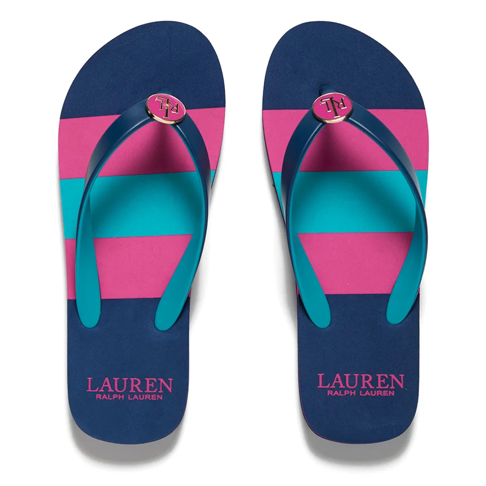 Lauren Ralph Lauren Women's Elissa 2 Striped Flip Flops - Modern Navy Image 1