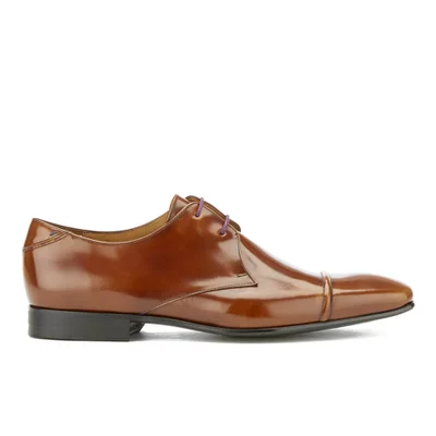 PS by Paul Smith Men's Robin High Shine Leather Toe Cap Derby Shoes - Cuero Tan