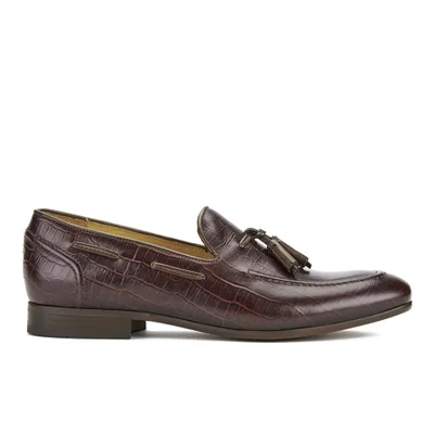 Hudson London Men's Pierre Croc Leather Tassle Loafers - Brown