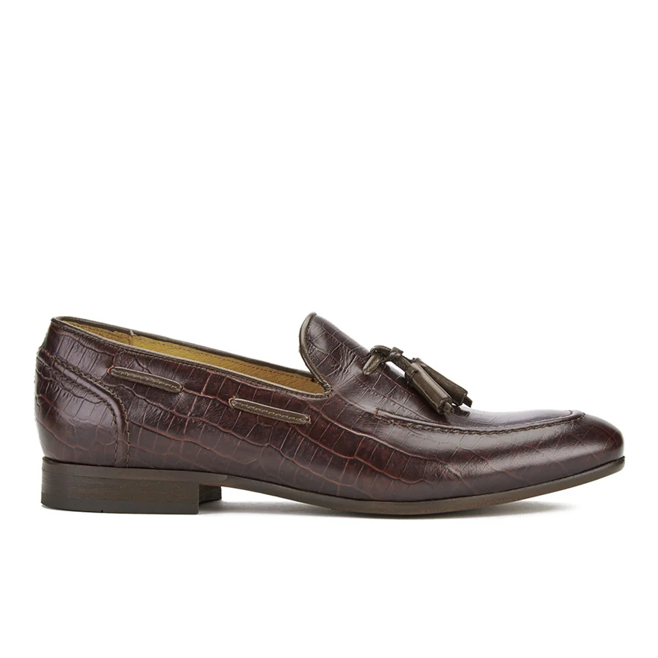 Hudson London Men's Pierre Croc Leather Tassle Loafers - Brown Image 1
