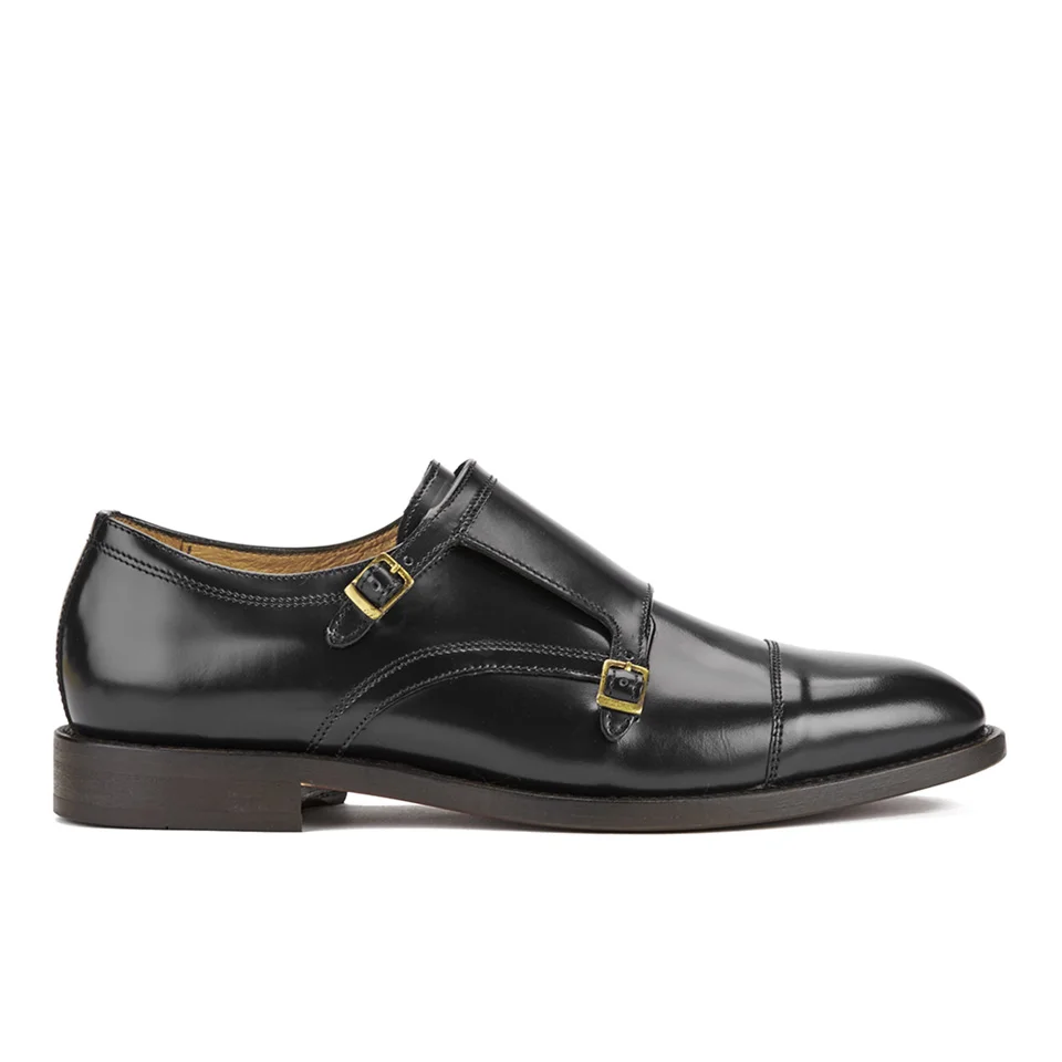 Hudson London Men's Baldwin Hi Shine Leather Monk Shoes - Black Image 1