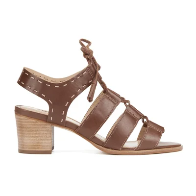 Dune Women's Ivanna Leather Strappy Heeled Sandals - Tan