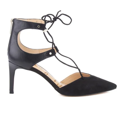 Sam Edelman Women's Taylor Leather/Suede Lace Up Court Shoes - Black