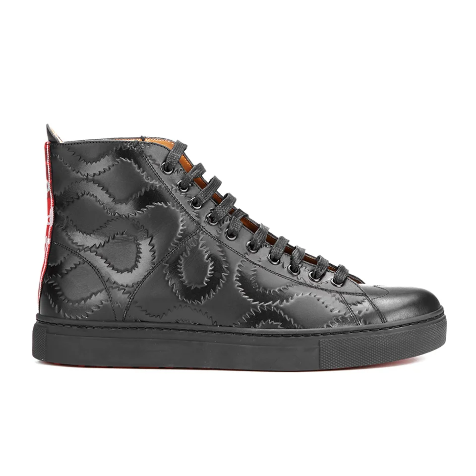 Vivienne Westwood MAN Men's High Top Embossed Squiggle Leather Trainers  - Black Image 1