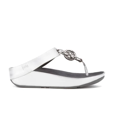 FitFlop Women's Superchain Imi-Leather Toe Post Sandals - Silver