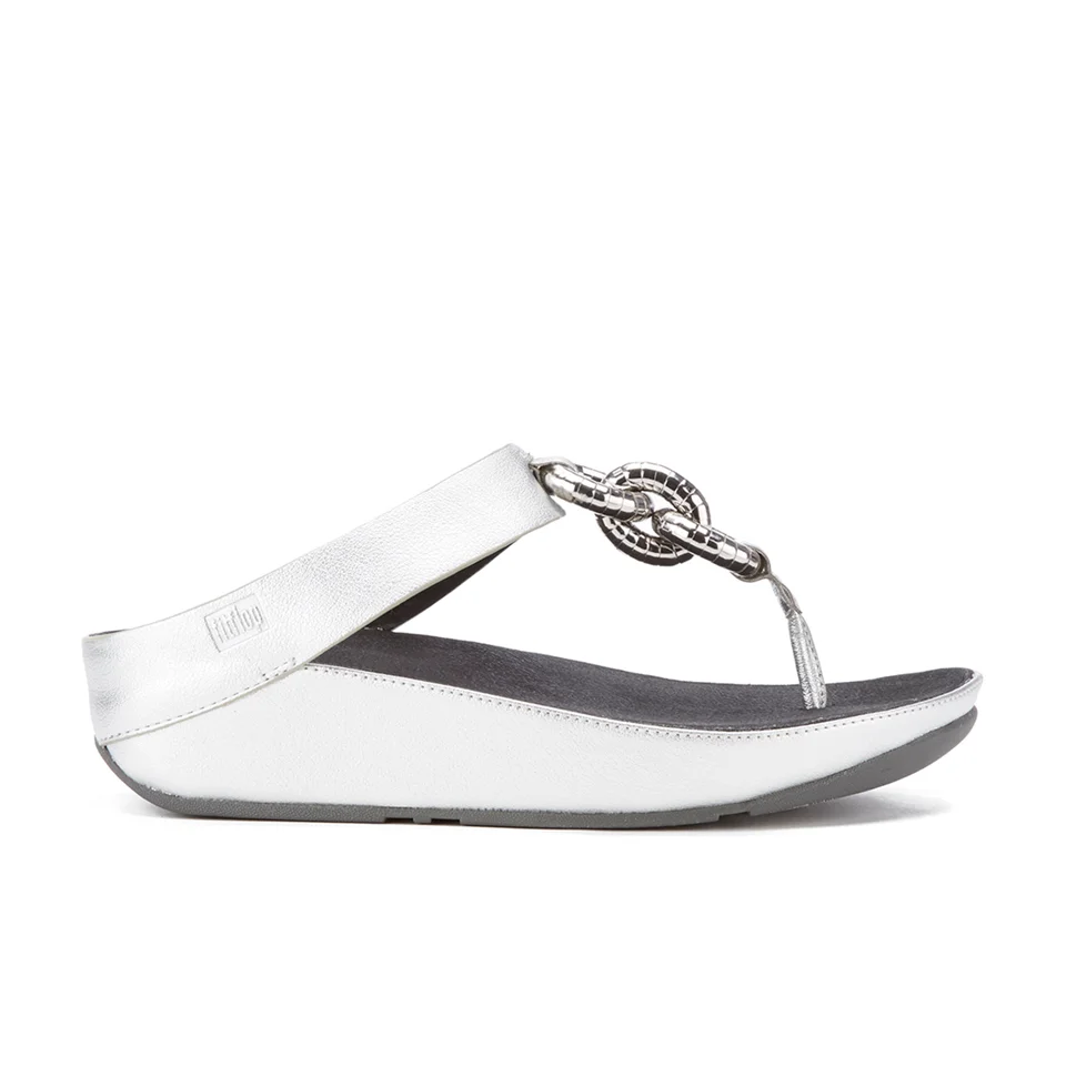FitFlop Women's Superchain Imi-Leather Toe Post Sandals - Silver Image 1