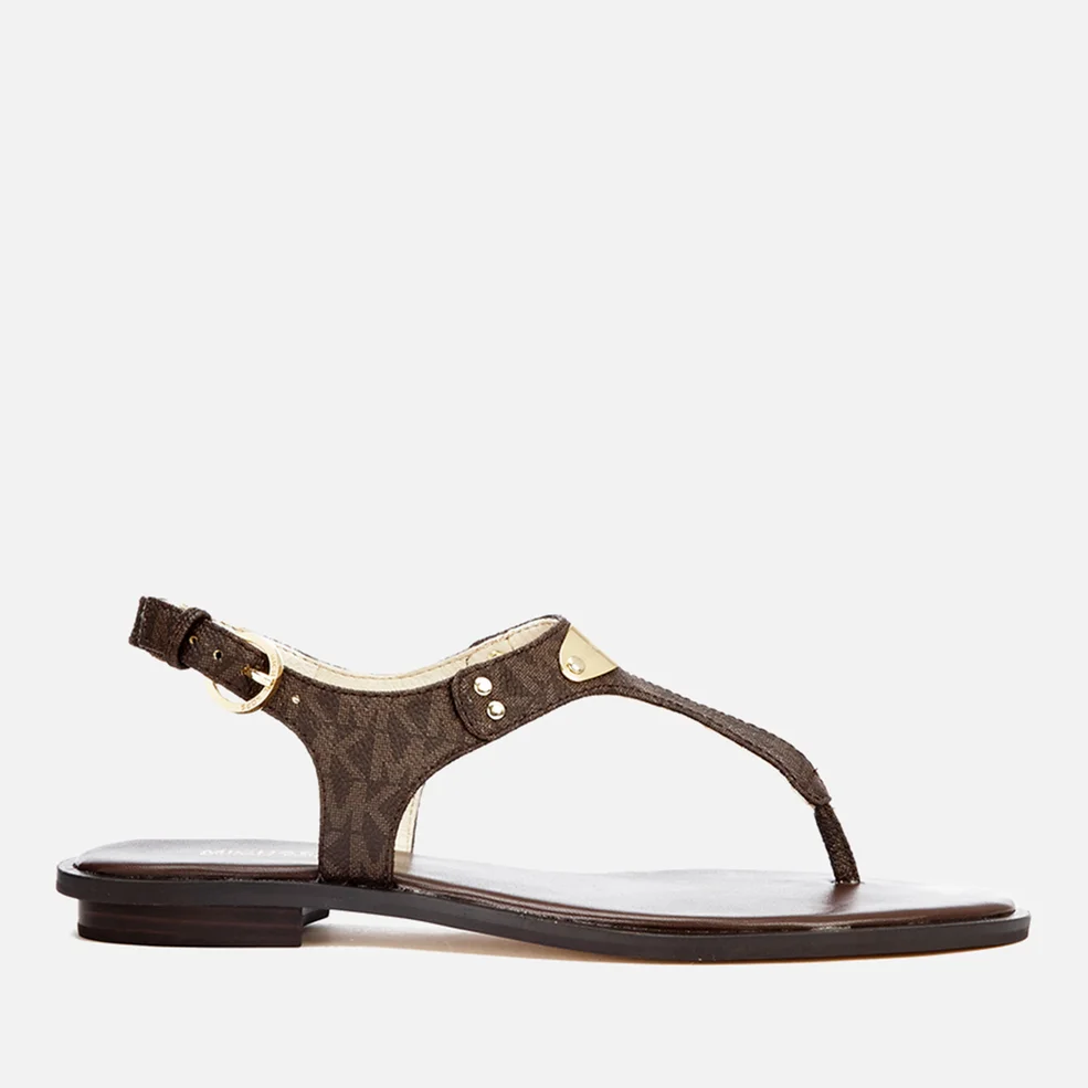 MICHAEL MICHAEL KORS Women's MK Plate Thong Flat Sandals - Brown Image 1
