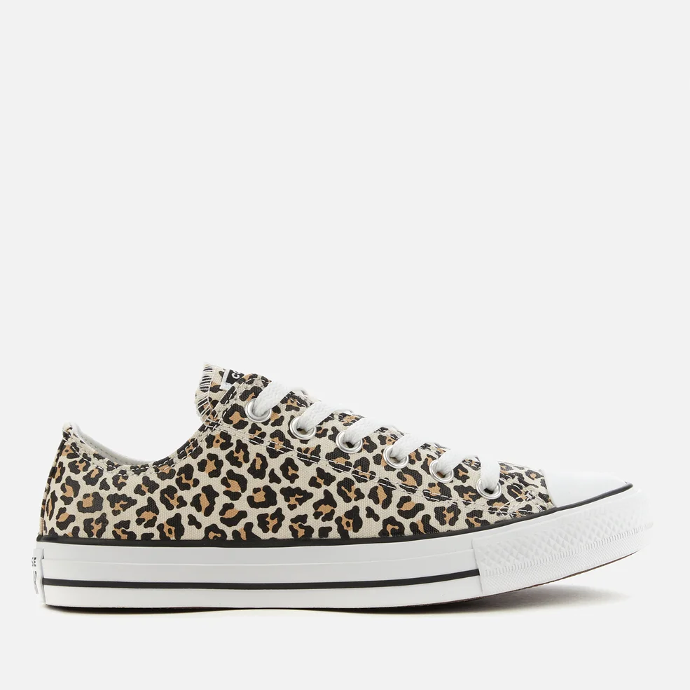 Converse Chuck Taylor All Star Canvas Archive Cheetah Ox Trainers - Black/Driftwood/Light Fawn Image 1