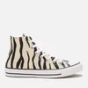 Converse Chuck Taylor All Star Canvas Archive Zebra Hi-Top Trainers - Black/Greige/White - Image 1