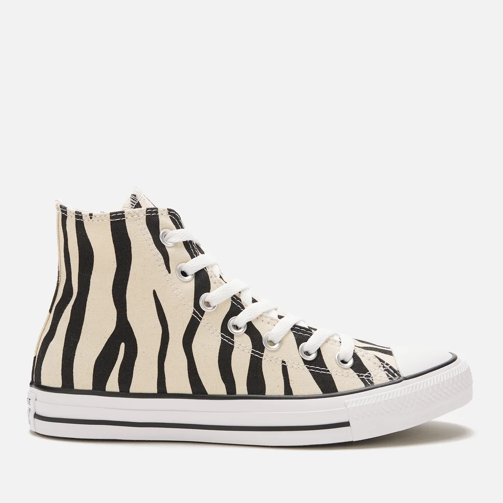 Converse Chuck Taylor All Star Canvas Archive Zebra Hi-Top Trainers - Black/Greige/White Image 1