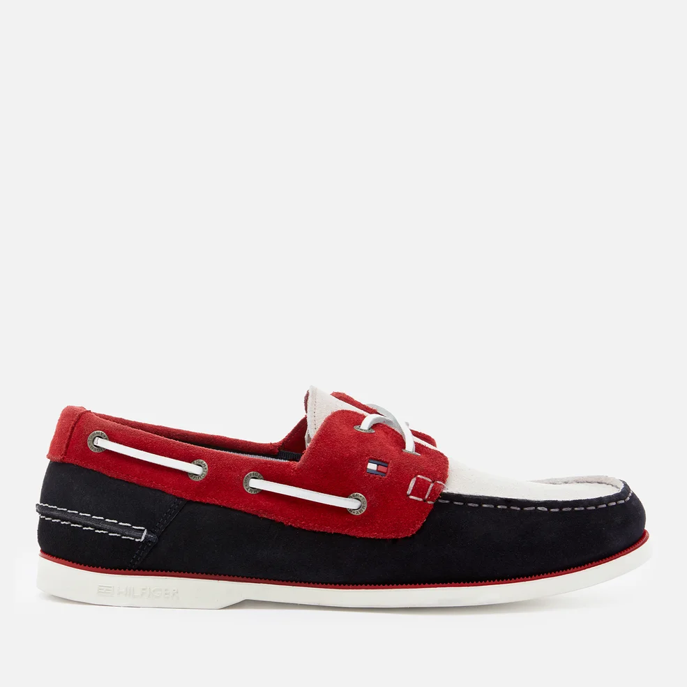 Tommy Hilfiger Men's Classic Suede Boat Shoes - Red White Blue Image 1